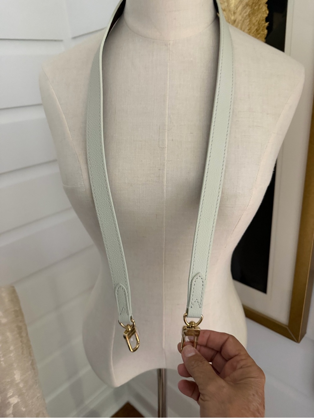 Authentic Louis Vuitton Gold-Tone Hardware Strap with mint green leather. - Picture 3 of 6